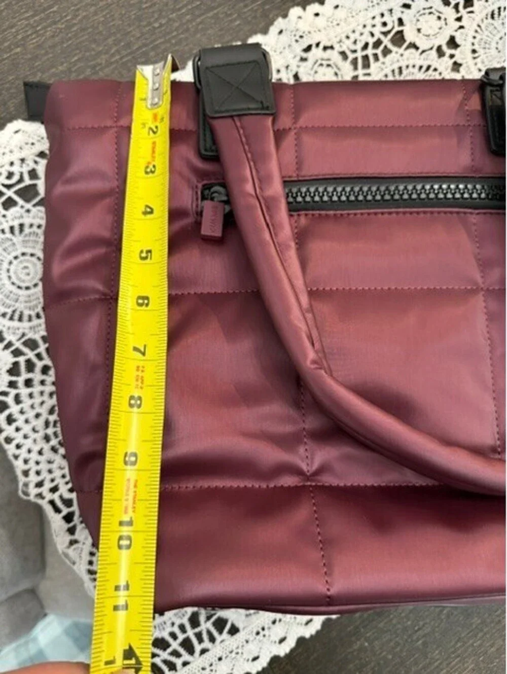 NWT IHKWIP quilted checkmate convertible crossbody on the go tote in burgundy